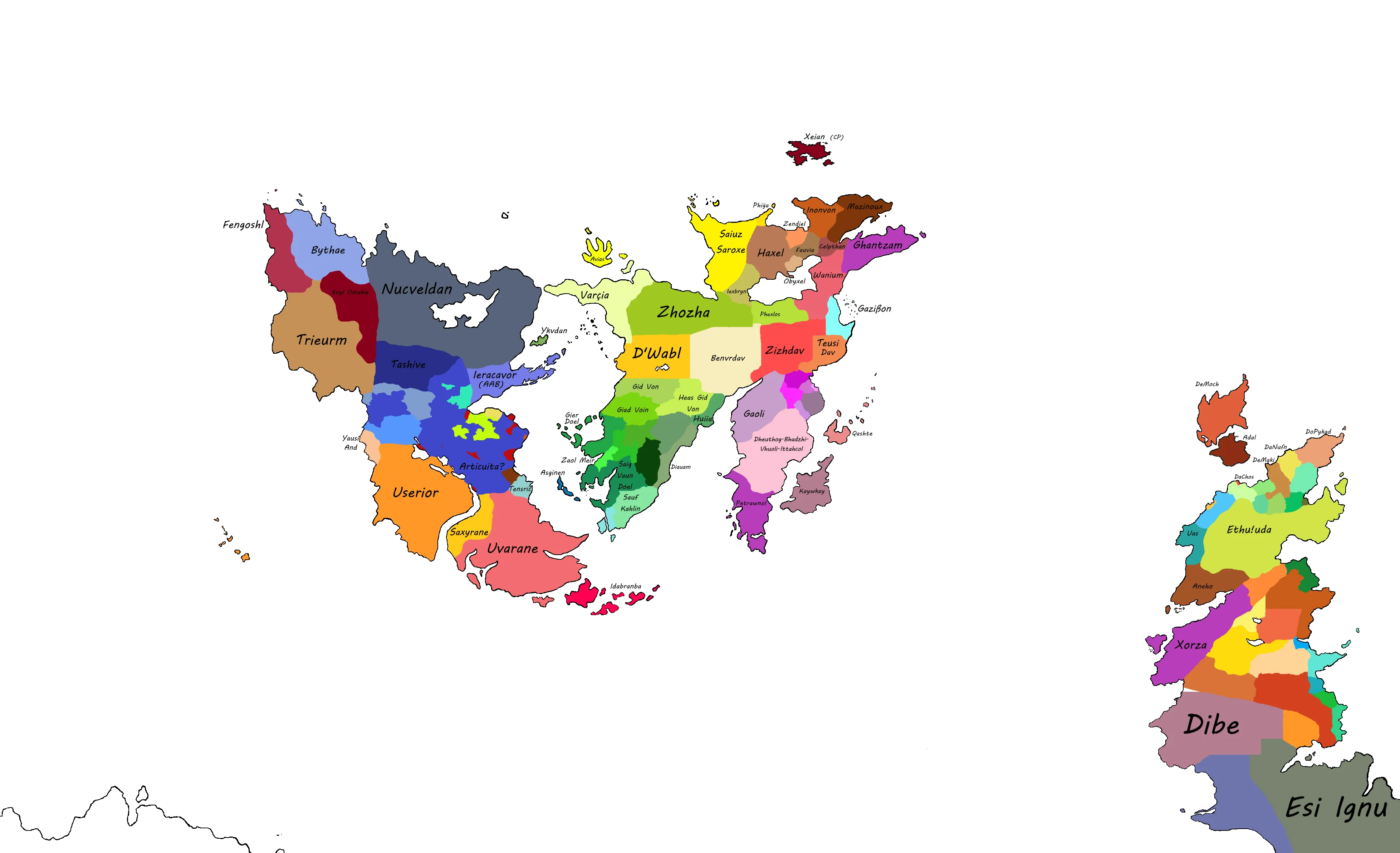 An old, outdated map of Xeiat